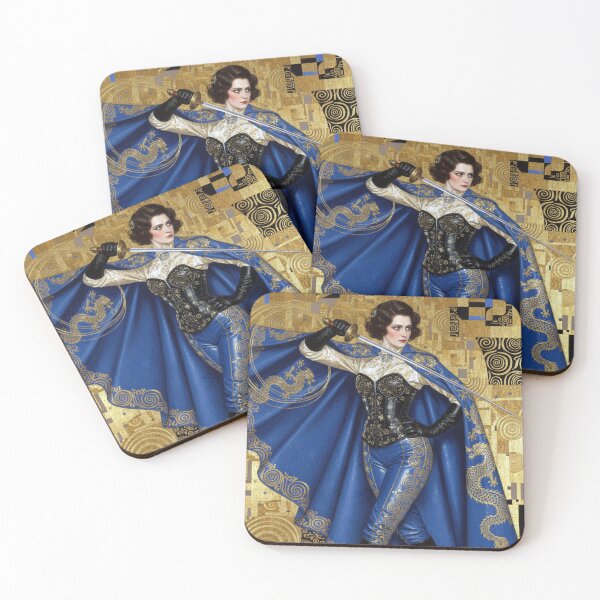 Item preview, Gustav Klimt Style Art Nouveau Caped Woman with Sword designed and sold by AppliedAtelier.