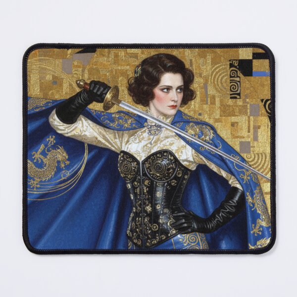 Item preview, Gustav Klimt Style Art Nouveau Caped Woman with Sword designed and sold by AppliedAtelier.