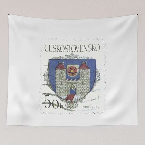 Item preview, Czech Republic Slovakia Sobeslav Shield Vintage Postage Stamp designed and sold by red-amber65.