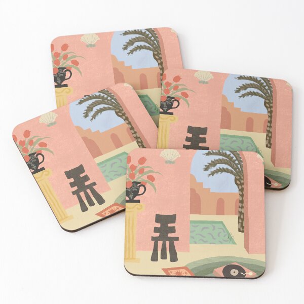 Item preview, Boho Chic Pastel Interior – Cozy Pink & Orange Room Illustration designed and sold by TacosDesignJapa.