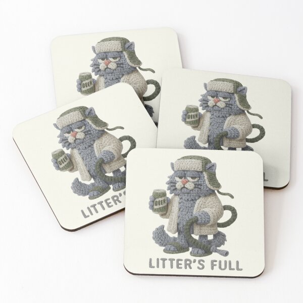 Item preview, Litter's Full Cat Drinking Beer Vintage Faux Yarn Crochet designed and sold by SunfullyYours.