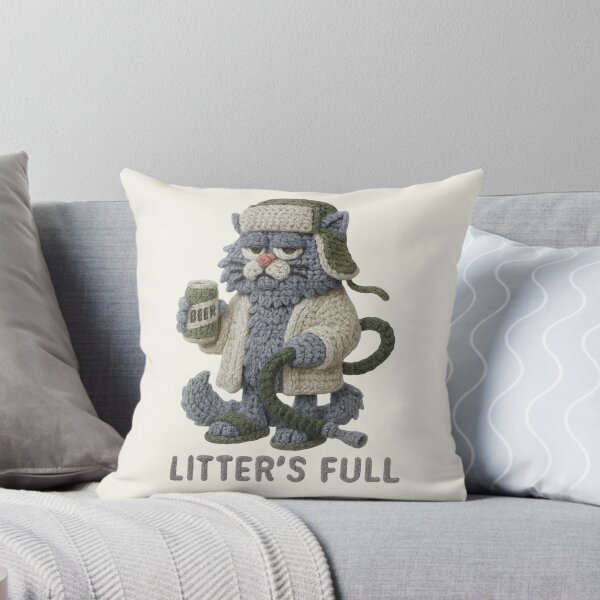 Item preview, Litter's Full Cat Drinking Beer Vintage Faux Yarn Crochet designed and sold by SunfullyYours.