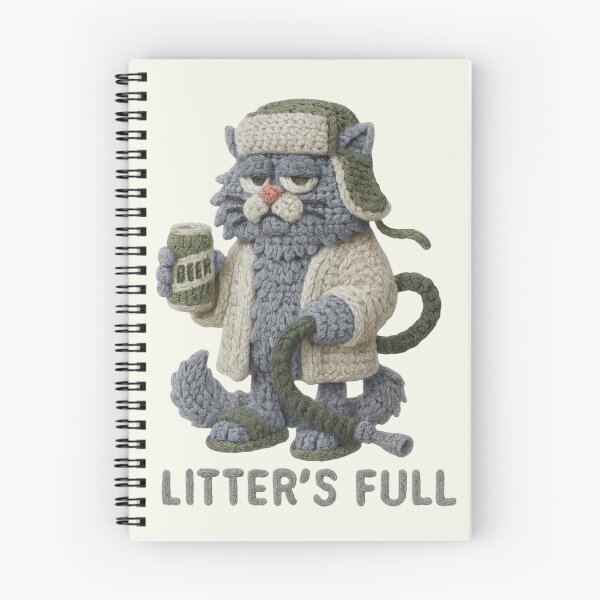 Item preview, Litter's Full Cat Drinking Beer Vintage Faux Yarn Crochet designed and sold by SunfullyYours.