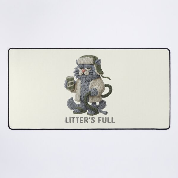 Item preview, Litter's Full Cat Drinking Beer Vintage Faux Yarn Crochet designed and sold by SunfullyYours.