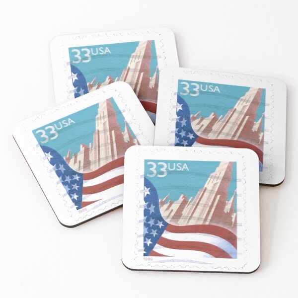 Item preview, American USA Flag Building Rare Postage Stamp designed and sold by red-amber65.