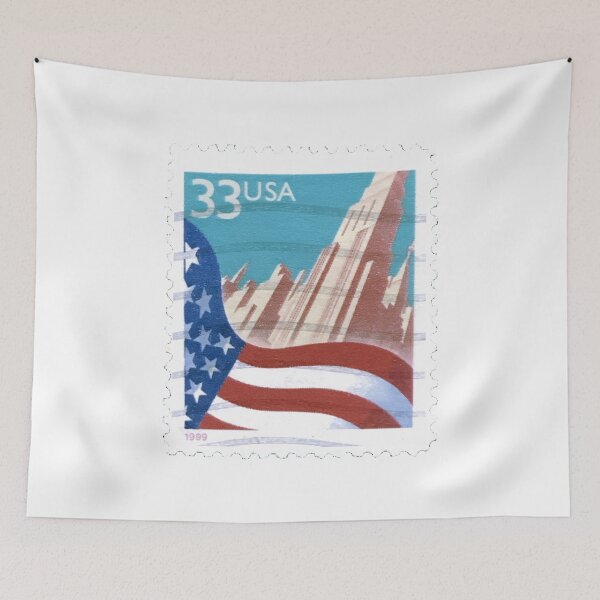 Item preview, American USA Flag Building Rare Postage Stamp designed and sold by red-amber65.