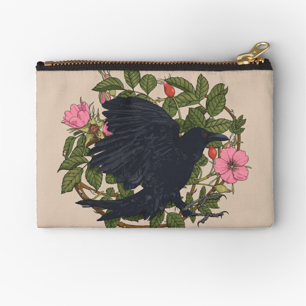 Raven and roses Zipper Pouch