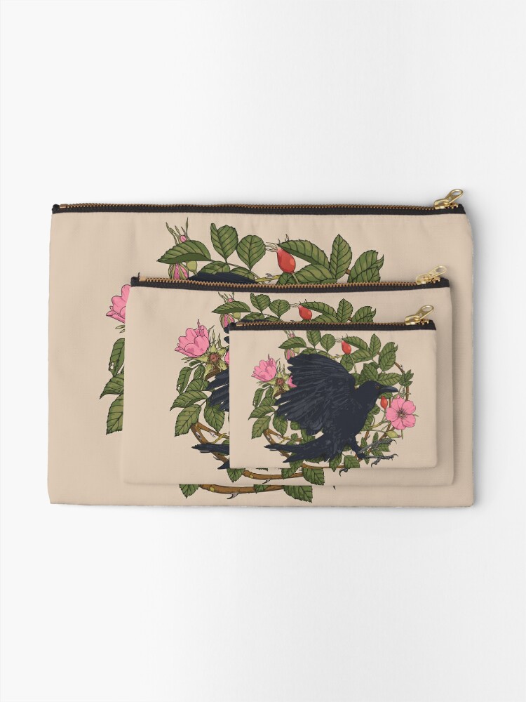 Alternate view of Raven and roses Zipper Pouch