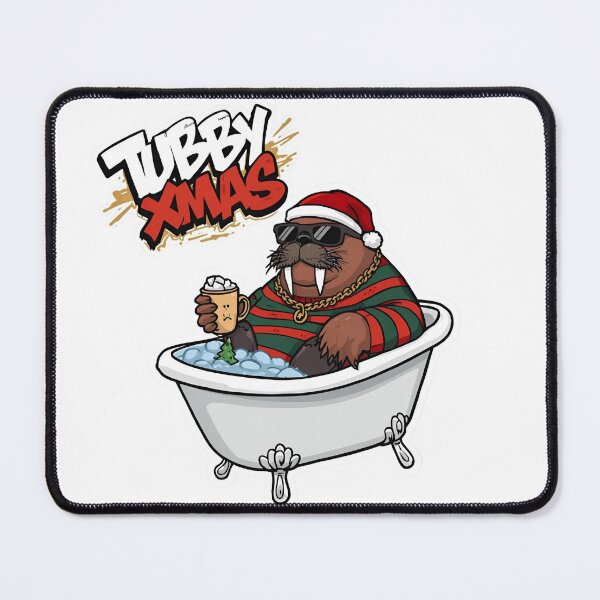 Item preview, Tubby Xmas Walrus – Funny Cozy Christmas Bath Art designed and sold by MiszungART.