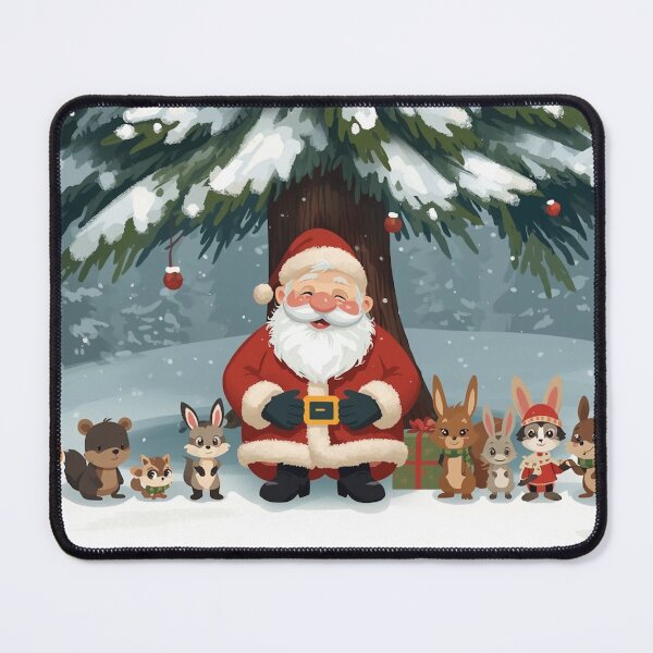 Item preview, Santa sharing gifts to kid animals in the forest designed and sold by MariaTheExpert.