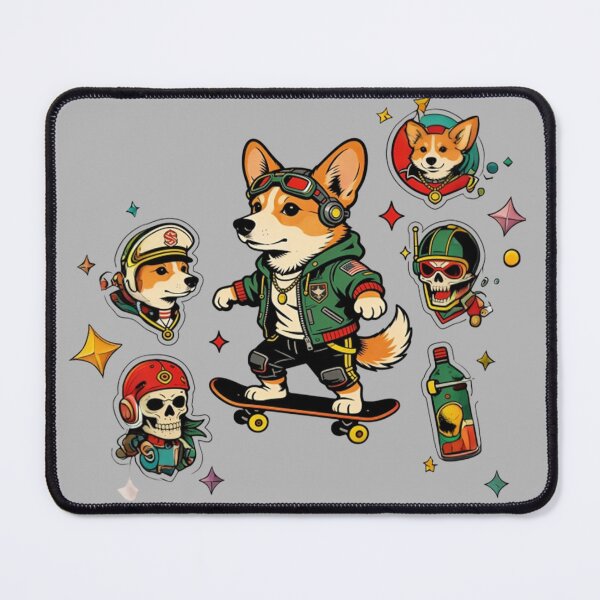 Item preview, Cool Urban Corgi Sticker Pack - Skateboarding Dog Gang Vibe - Retro Streetwear Punk Aesthetic designed and sold by Cherrydora.