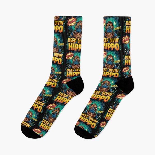 Item preview, Retro Comic Book Deep Diving Hippo designed and sold by SholoStudio.