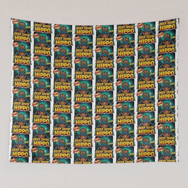 Item preview, Retro Comic Book Deep Diving Hippo designed and sold by SholoStudio.