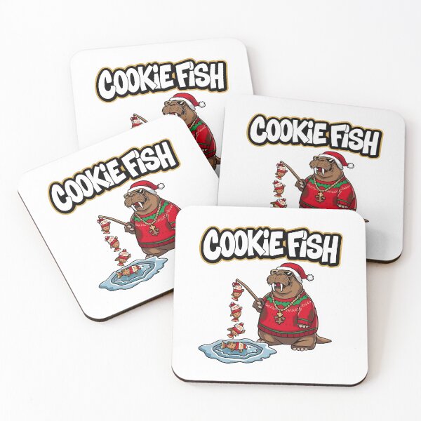 Item preview, Cookie Fish Walrus – Funny Christmas Cookie Fishing Art designed and sold by MiszungART.