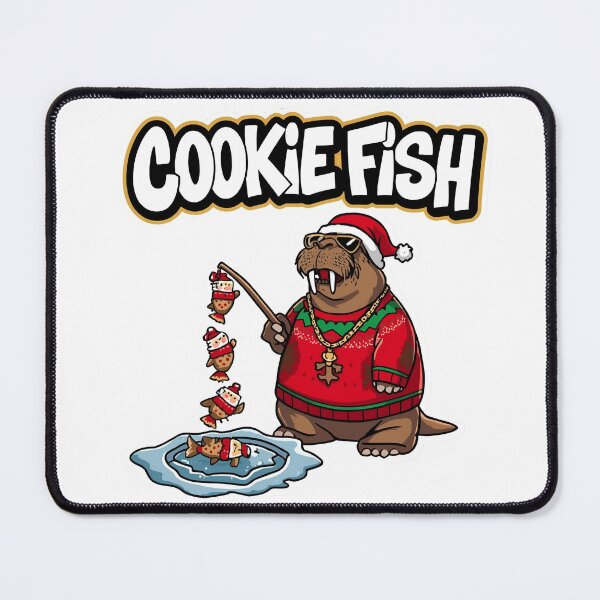 Item preview, Cookie Fish Walrus – Funny Christmas Cookie Fishing Art designed and sold by MiszungART.