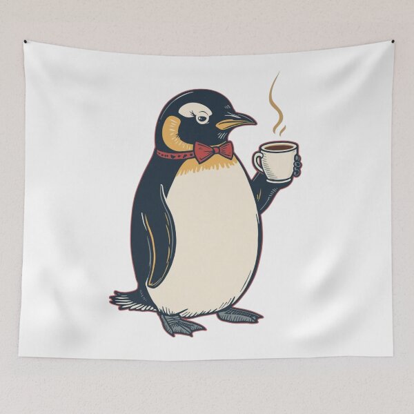 Item preview, Cute Penguin Coffee T-Shirt Winter Hot Drink Lover Bow Tie Bird Gift designed and sold by BeanNTee.
