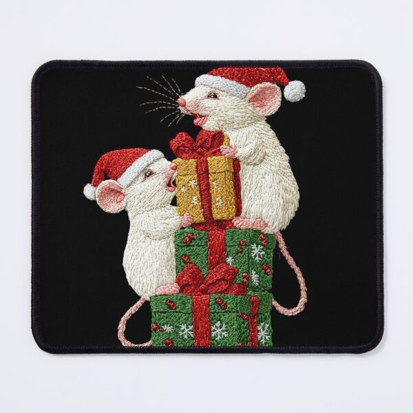Item preview, Cozy Christmas Mice Embroidery – Cute Holiday Gift Art in HD Needlework designed and sold by MiraLumeStudio.