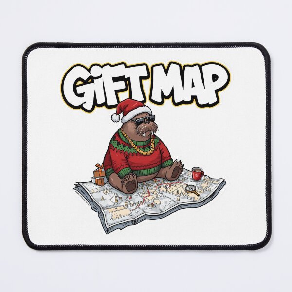 Item preview, Gift Map Walrus – Funny Christmas Present Planning Art designed and sold by MiszungART.