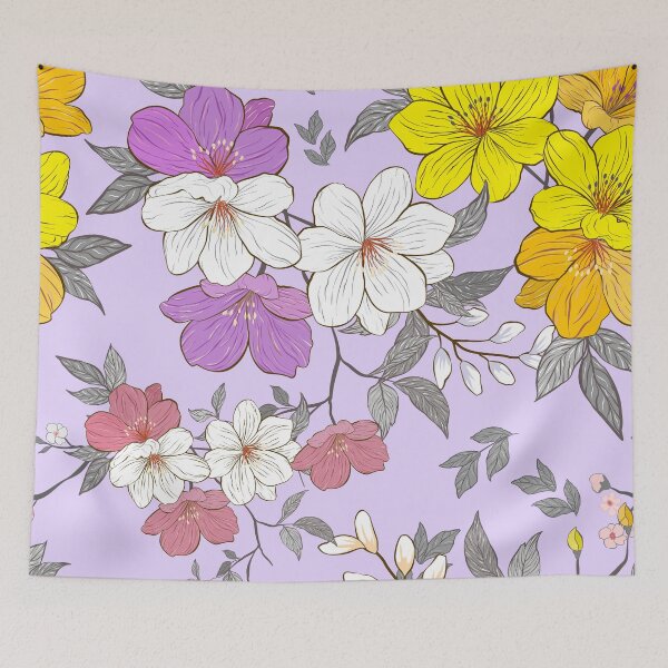 Item preview, Yellow and Purple Spring Bloom Pattern designed and sold by Modular Prints.