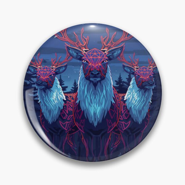 Item preview, Three Mystic Reindeer – Glow Neon Winter Forest Art designed and sold by BlueYasmine.