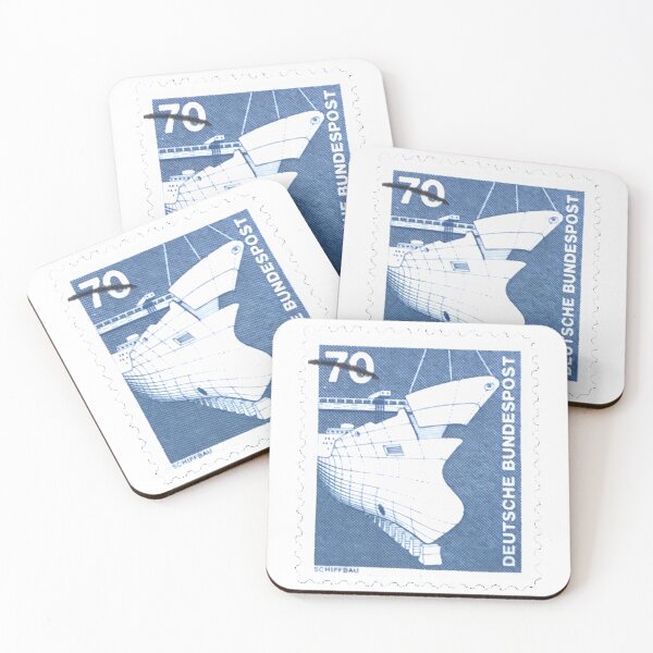 Item preview, Vintage Deutsche Blue Ship Postage Stamp designed and sold by red-amber65.