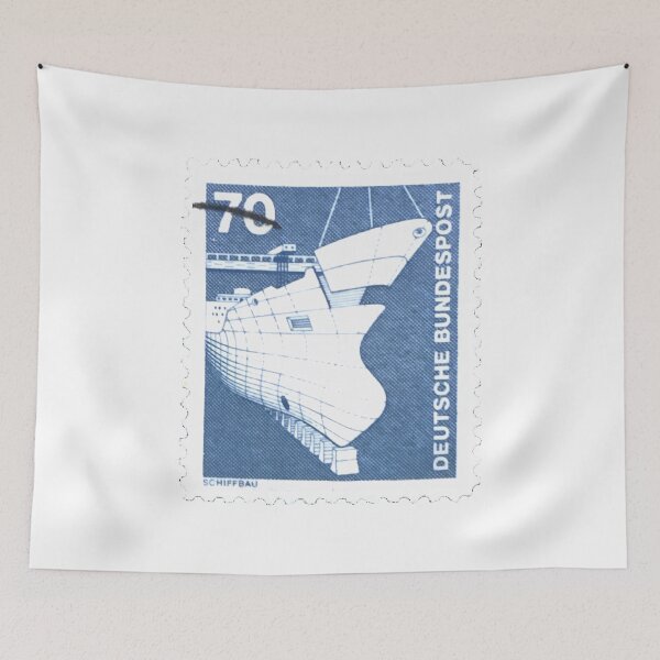 Item preview, Vintage Deutsche Blue Ship Postage Stamp designed and sold by red-amber65.