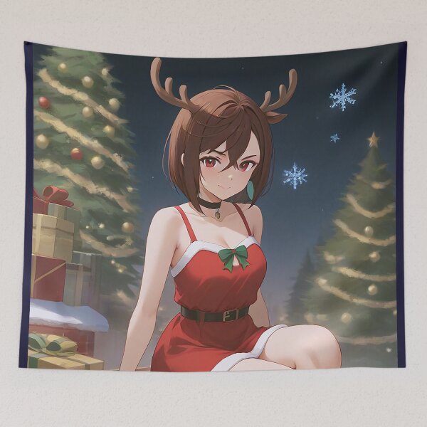 Item preview, Kawaii Reindeer: Anime Girl with Reindeer Antlers and Christmas Outfit designed and sold by S-Viirgo.