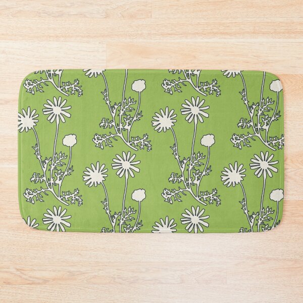 Item preview, Floral Botanical Wild Daisies Pattern in Spring Sage Green, Navy Blue, and Creamy White designed and sold by kierkegaard.