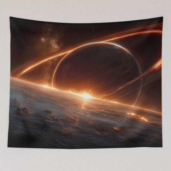 Item preview, View of a Ringed Planet From a Fiery Moon designed and sold by jecphotography and art.