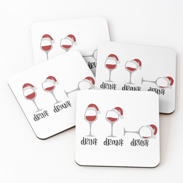 Item preview, Drink Drank Drunk Christmas Wine Glasses – Funny Holiday Drinking Design designed and sold by Inkspire House.
