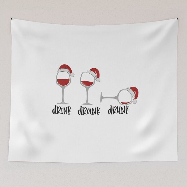Item preview, Drink Drank Drunk Christmas Wine Glasses – Funny Holiday Drinking Design designed and sold by Inkspire House.