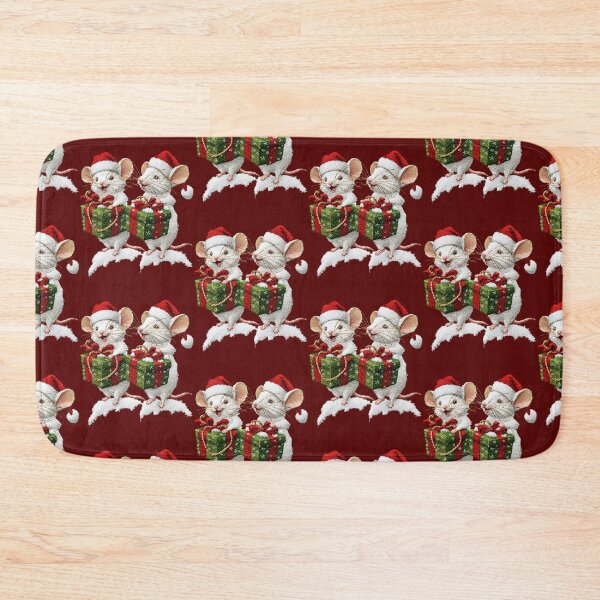 Item preview, Festive Embroidered Mice with Christmas Gifts – Whimsical Holiday Illustration designed and sold by MiraLumeStudio.