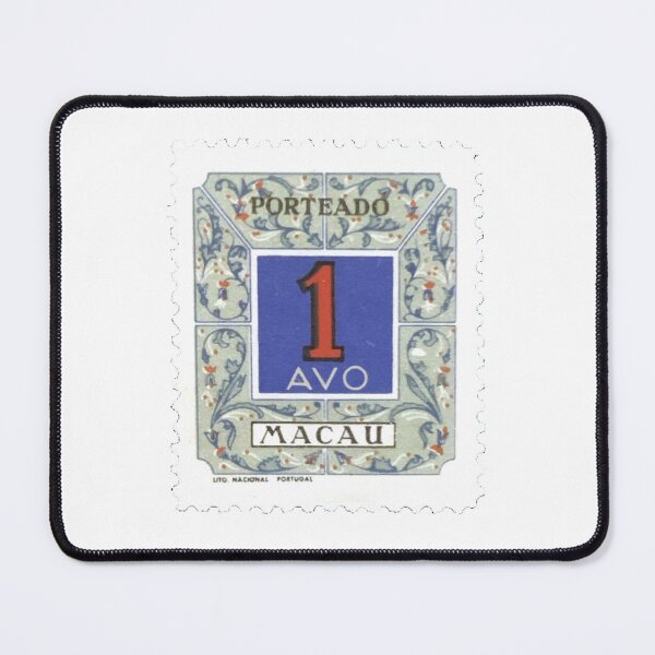 Item preview, Vintage Macau Porteado Blue Square Postage Stamp designed and sold by red-amber65.