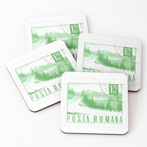 Item preview, Posta Romana Highway Green Vintage Postage Stamp designed and sold by red-amber65.