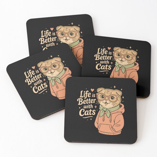 Item preview, Life Is Better With Cats Hoodie Glasses – Trendy Fall Kitty designed and sold by WhiskerlyGfx.