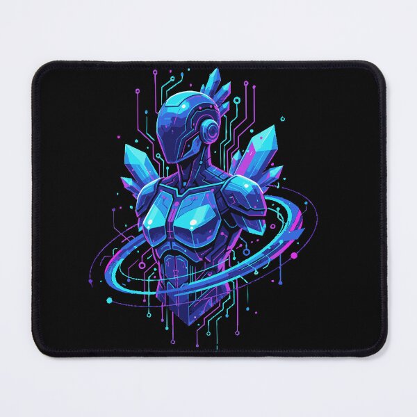 Item preview, Cybernetic Crystal Warrior Neon Digital Art Portrait designed and sold by MartinxMarie.