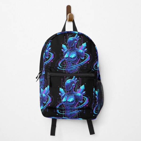 Item preview, Cybernetic Crystal Warrior Neon Digital Art Portrait designed and sold by MartinxMarie.