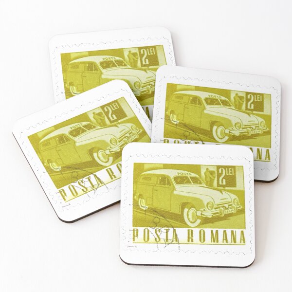 Item preview, Posta Romana Yellow Car Vintage Postage Stamp designed and sold by red-amber65.
