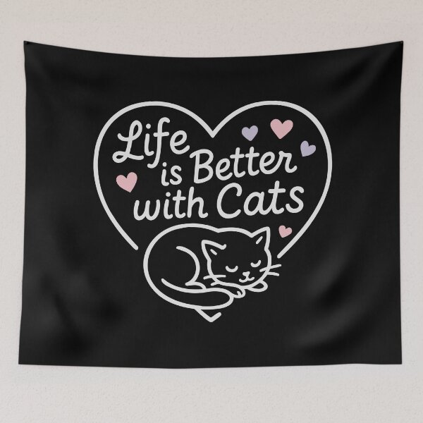 Item preview, Life Is Better With Cats Line Heart – Soft Minimal Love Design designed and sold by WhiskerlyGfx.