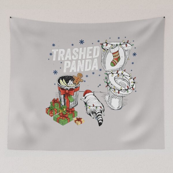 Item preview, Trashed Panda Funny Drunk Racoon Lights Christmas designed and sold by MabelWells.