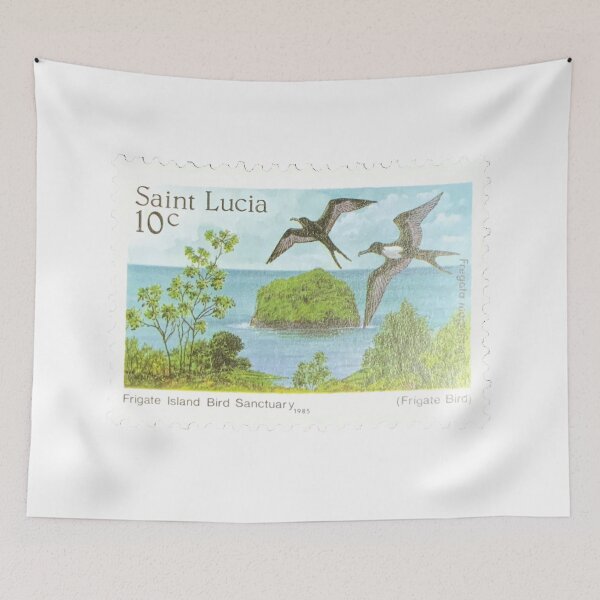 Item preview, Saint Lucia Frigate Island Bird Vintage Postage Stamp designed and sold by red-amber65.