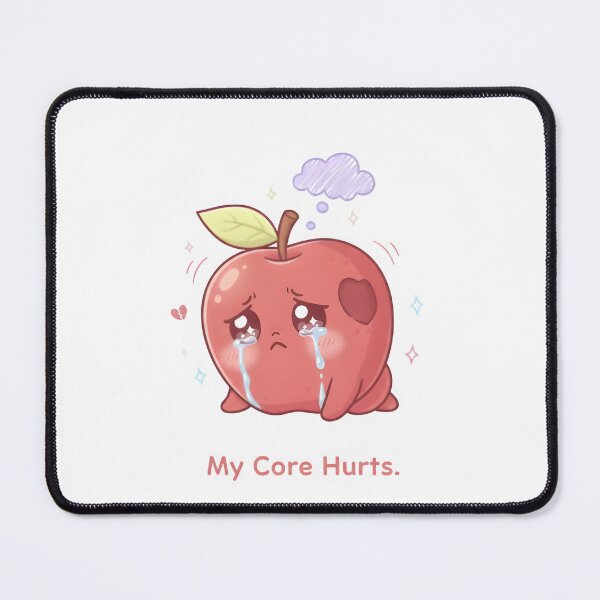 Item preview, My Core Hurts – Cute Kawaii Pouting Apple Pun Design designed and sold by Snackwear Apparel.