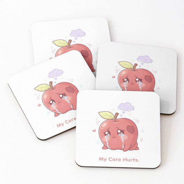 Item preview, My Core Hurts – Cute Kawaii Pouting Apple Pun Design designed and sold by Snackwear Apparel.