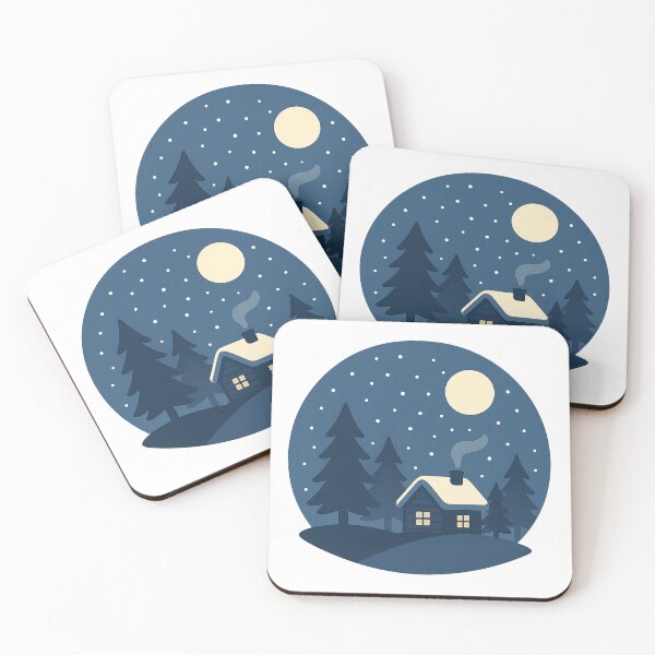 Item preview, Moonlit Winter Cabin – Calm Minimal Forest Illustration designed and sold by Fernova.