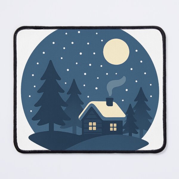 Item preview, Moonlit Winter Cabin – Calm Minimal Forest Illustration designed and sold by Fernova.