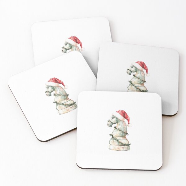 Item preview, Chess Knight with Santa Hat — Holiday Watercolor Wall Art designed and sold by VikArt7.