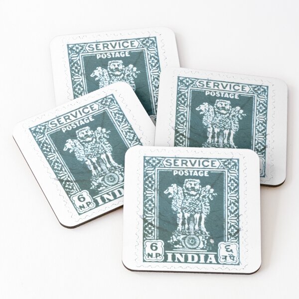 Artikelvorschau, Vintage Indian Lions Green Postage Stamp entworfen und verkauft von red-amber65.