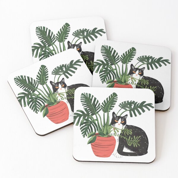 Item preview, Tuxedo Cat with house plants designed and sold by xiao xuans.