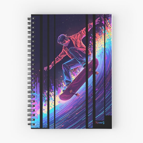 Item preview, Ride the Soundwave: un patinador surfea en una ola gigante y colorida con auriculares. designed and sold by Neon G.