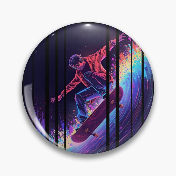 Item preview, Ride the Soundwave – skateboarder surfing on giant colorful wave with headphones on 1 designed and sold by Neon G.